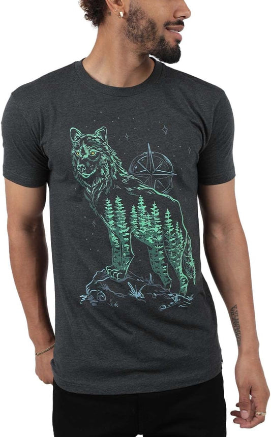 Feral Forest Mens Graphic Tee - Cool Novelty Design Crewneck T Shirts for Guys (Charcoal, X-Large)