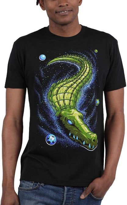 Galactic Gator Mens Graphic Tee - Cool Novelty Design Crewneck T Shirts for Guys (Black, 4X-Large)